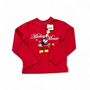 NWT Vintage Disney Mickey Mouse Red Long Sleeve Fleece Shirt Size S